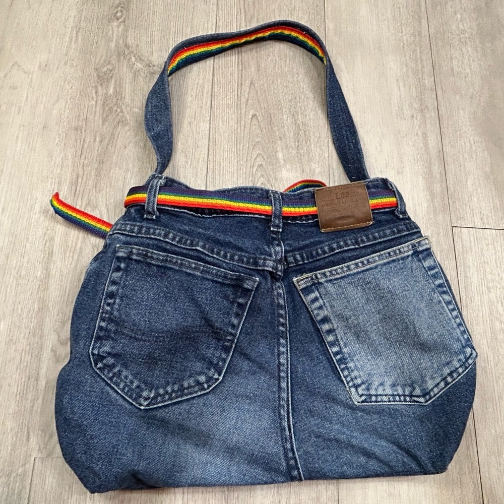 Lee Denim Tote Bag with Rainbow Strap - Picture 5 of 7